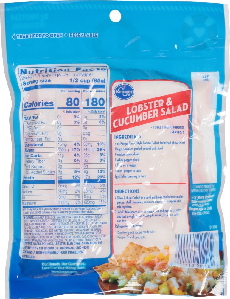 slide 5 of 6, Kroger® Lobster Select™ Imitation Lobster Meat Chunk Style, 7 oz