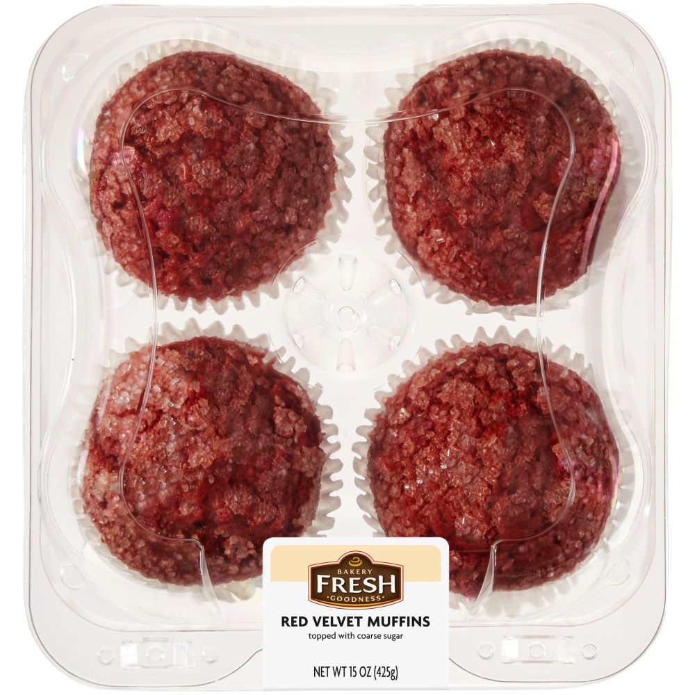 slide 1 of 1, Bakery Fresh Red Velvet Muffins, 4 ct / 15 oz