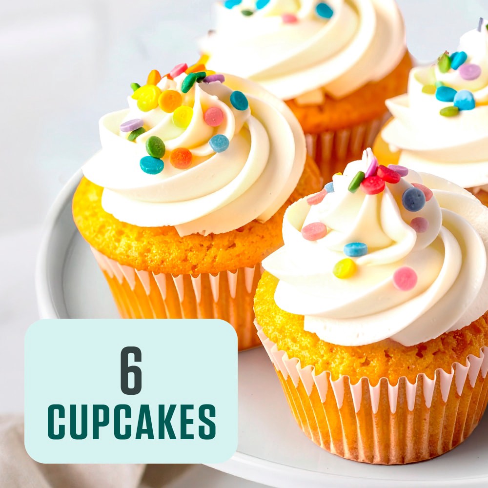 slide 4 of 4, Bakery Fresh Vanilla Cupcakes With White Whipped Icing, 6 ct
