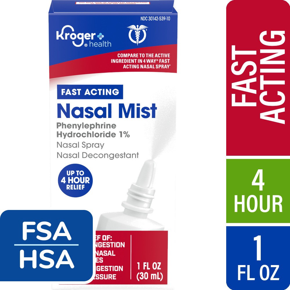 slide 5 of 5, Kroger Phenylephrine Hcl Fast Acting Nasal Spray, 1 fl oz