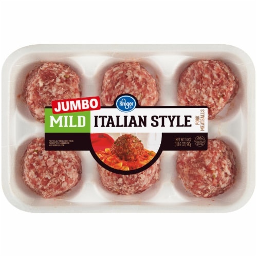 slide 1 of 1, Kroger Mild Italian Style Meatballs Jumbo, 18 oz