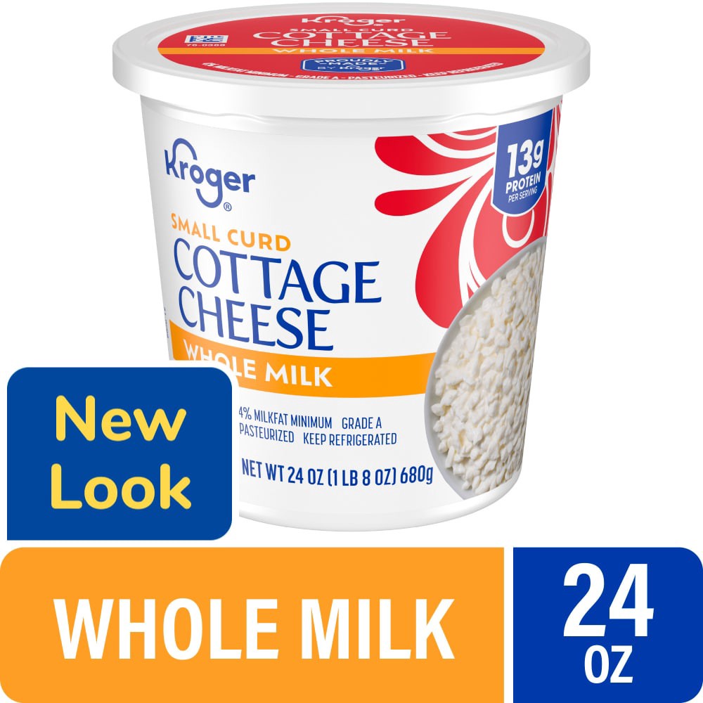 slide 3 of 3, Kroger 4% Milkfat Small Curd Cottage Cheese, 24 oz