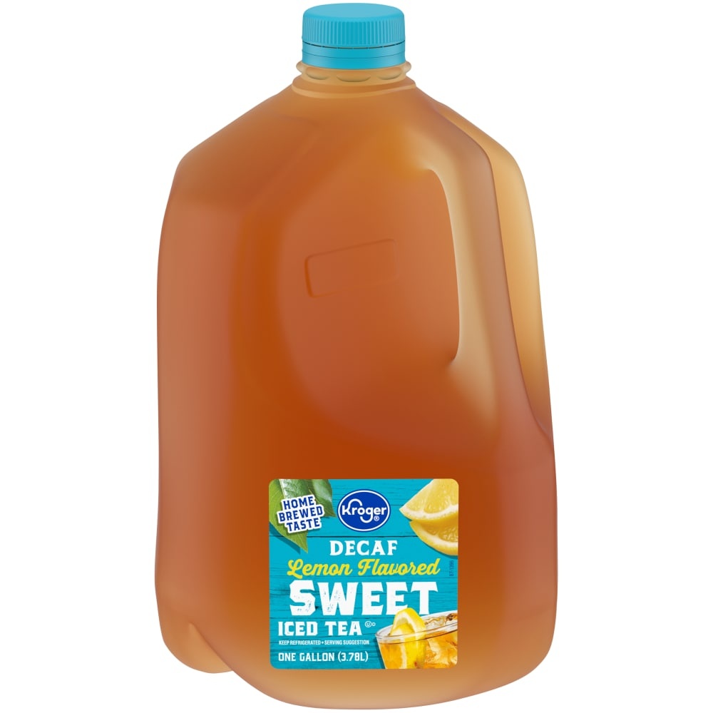 slide 1 of 1, Kroger Decaf Lemon Flavored Sweet Iced Tea, 1 gal