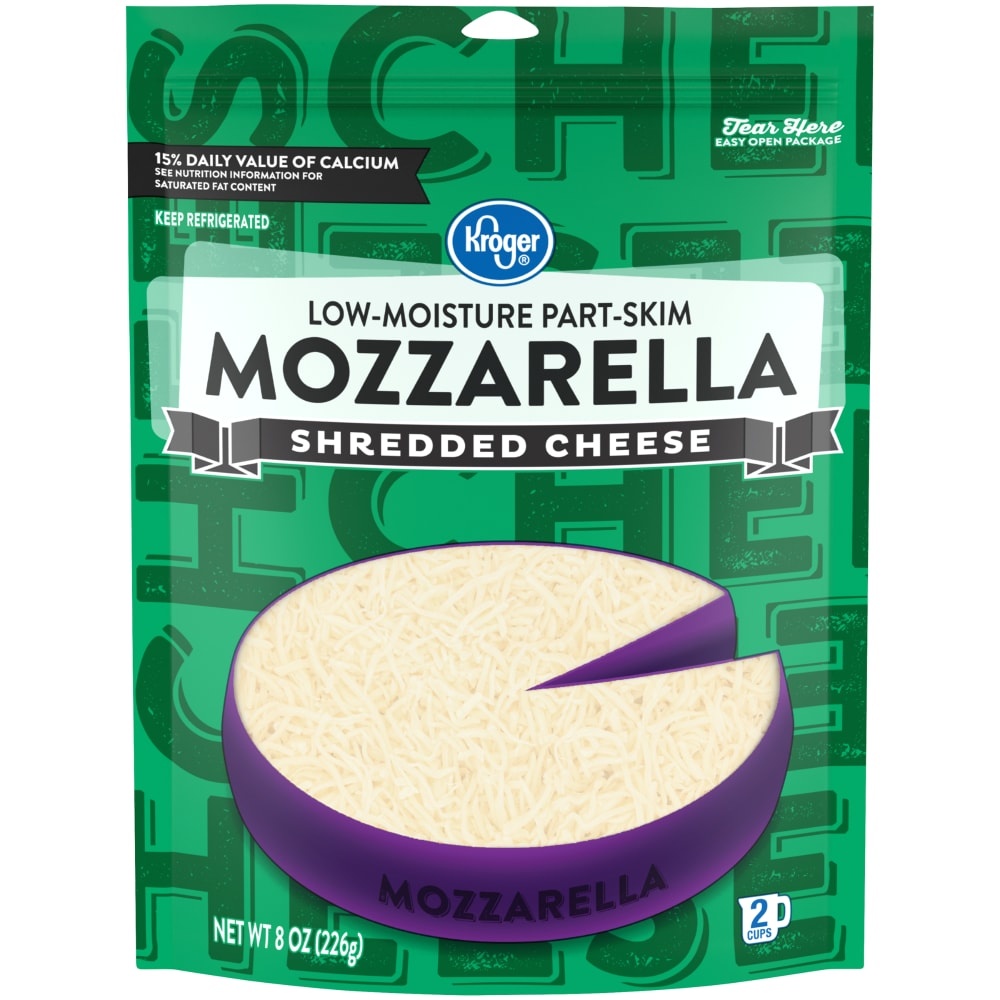 slide 1 of 2, Kroger Shredded Low-Moisture Mozzarella Cheese, 8 oz