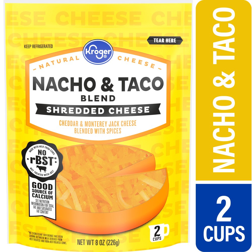 slide 1 of 1, Kroger® Nacho & Taco Blend Shredded Cheese, 8 oz, 8 oz