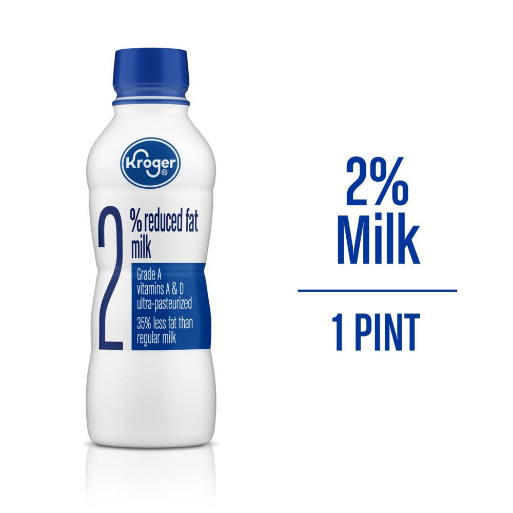 slide 2 of 4, Kroger 2% Reduced Fat Milk, 1 pint