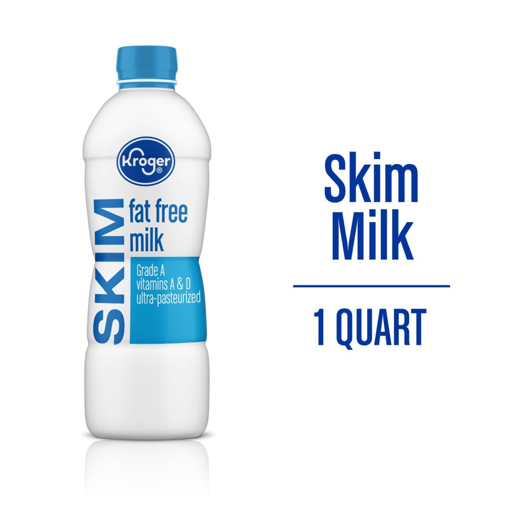 slide 3 of 4, Kroger Fat Free Skim Milk, 1 qt