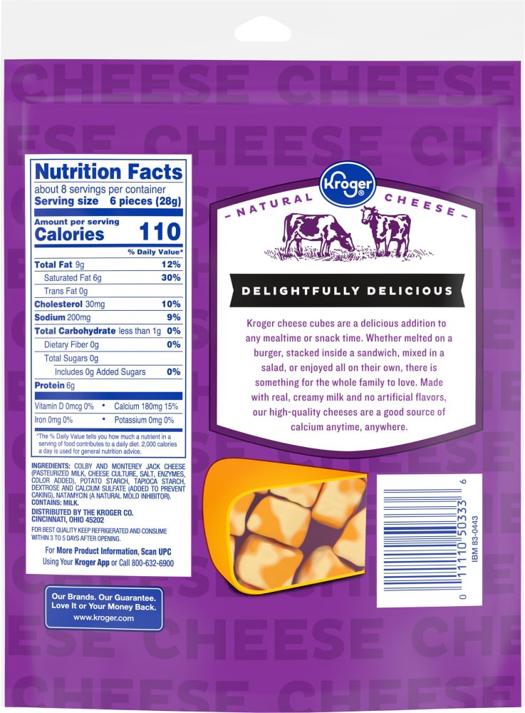 slide 2 of 2, Kroger Colby Jack Cheese Cubes, 8 oz