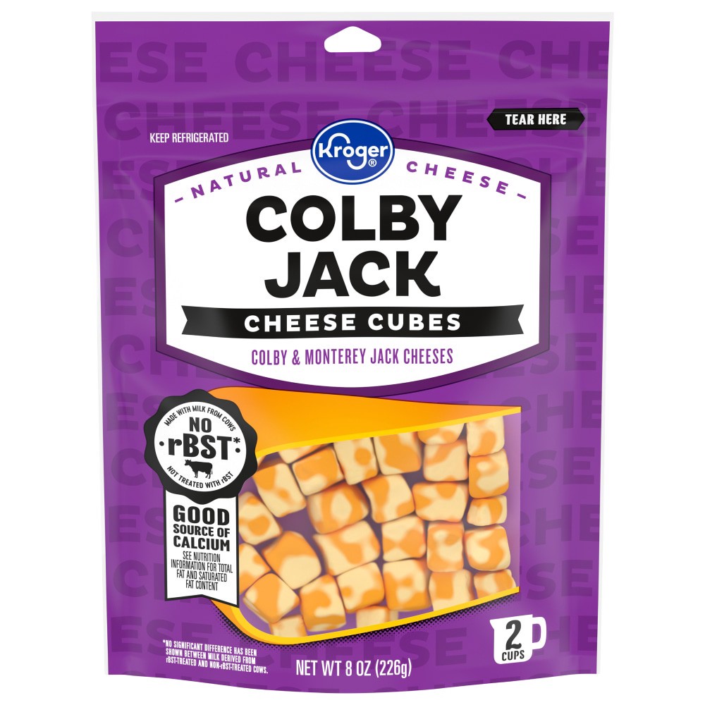 slide 1 of 2, Kroger Colby Jack Cheese Cubes, 8 oz