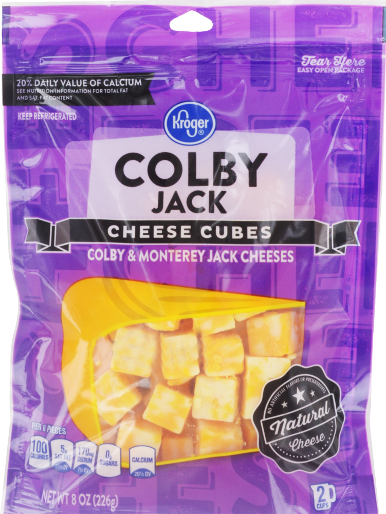 slide 1 of 1, Kroger Colby Jack Cheese Cubes, 8 oz