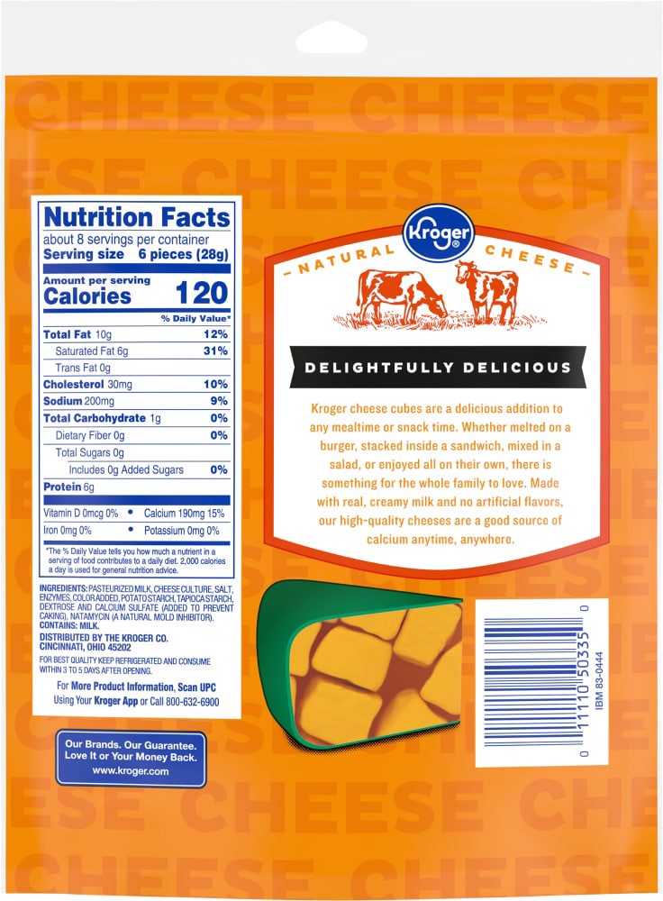 slide 2 of 4, Kroger Mild Cheddar Cheese Cubes, 8 oz