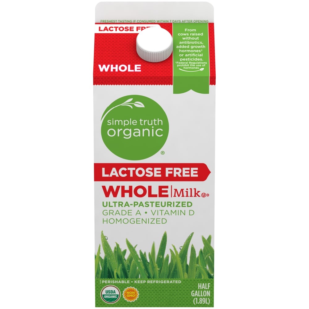 slide 1 of 4, Simple Truth Organic Lactose Free Whole Milk, 1/2 gal