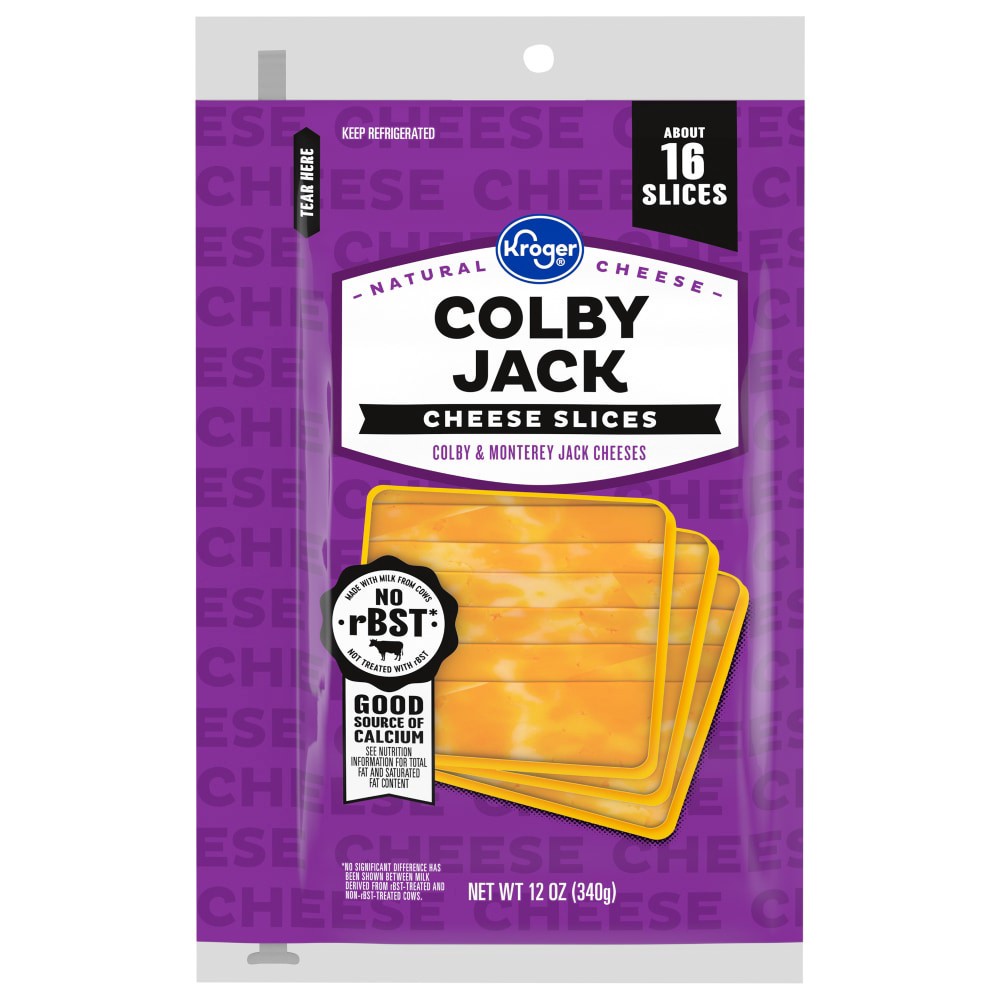 slide 2 of 3, Kroger Colby Jack Cheese Slices, 16 ct; 12 oz