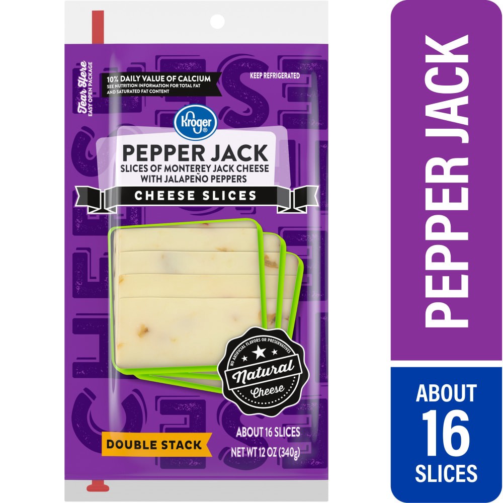 slide 3 of 4, Kroger Pepper Jack Cheese Slices, 16 slices / 12 oz