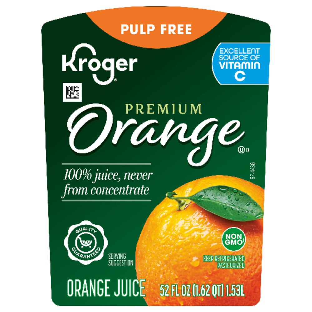 slide 3 of 5, Kroger Original Pulp Free 100% Orange Juice - 52 fl oz, 52 fl oz