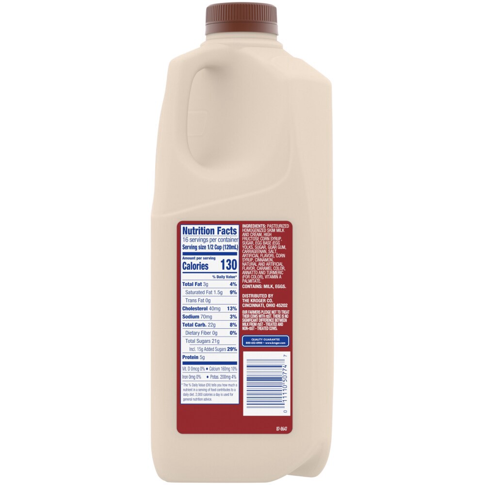 slide 3 of 3, Kroger Cinnamon Low Fat Egg Nog, 1/2 gal