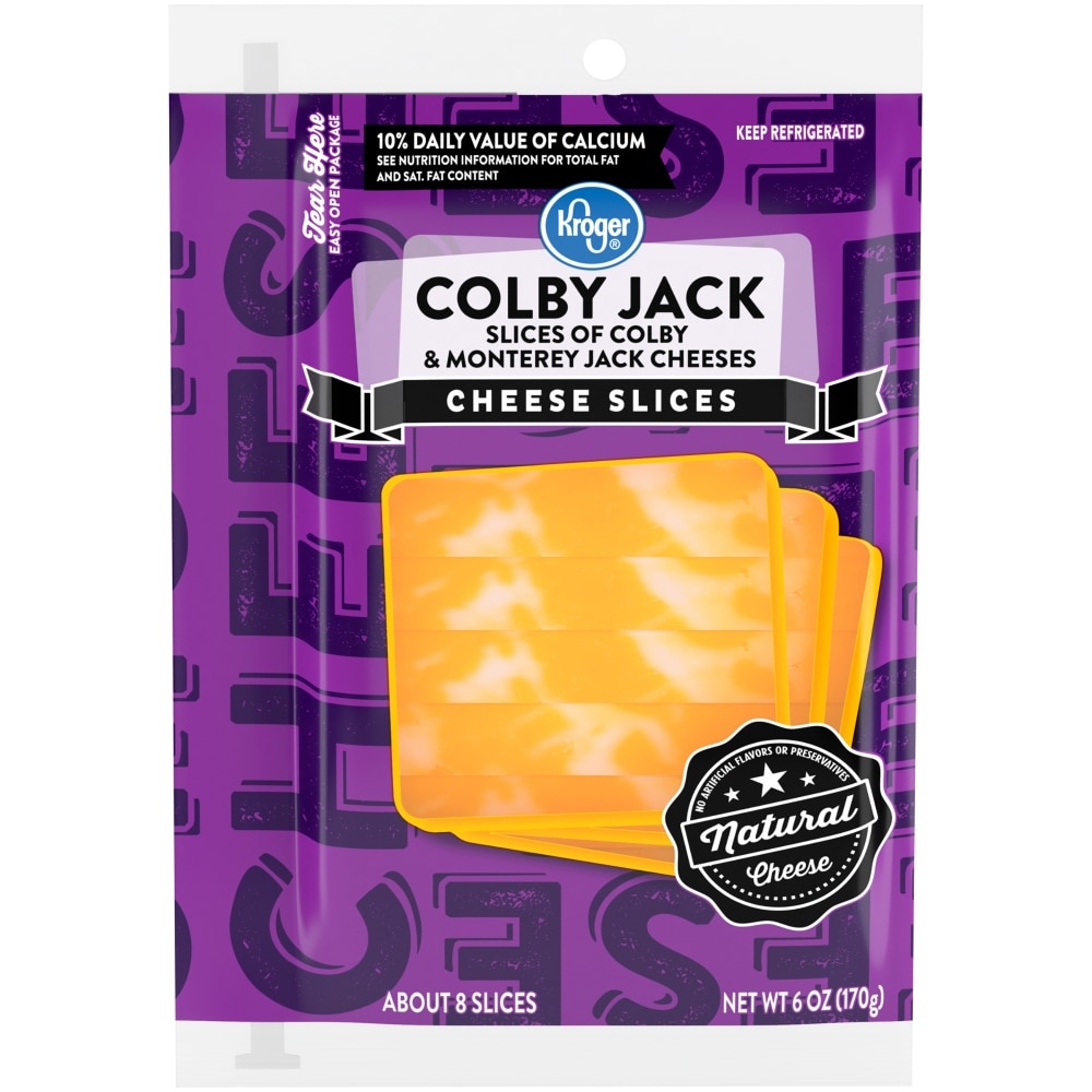 slide 1 of 2, Kroger Colby Jack Cheese Slices, 8 ct; 6 oz