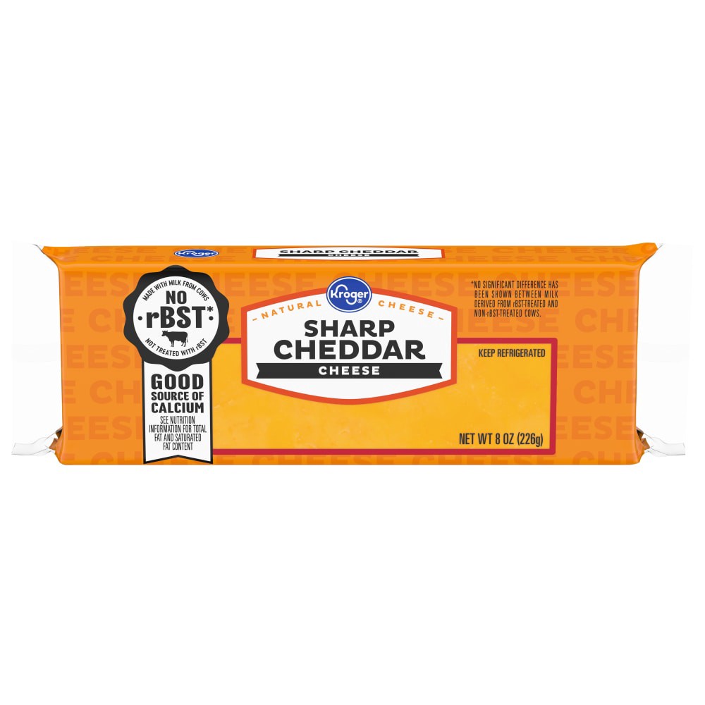 slide 2 of 2, Kroger Sharp Cheddar Cheese Bar, 8 oz