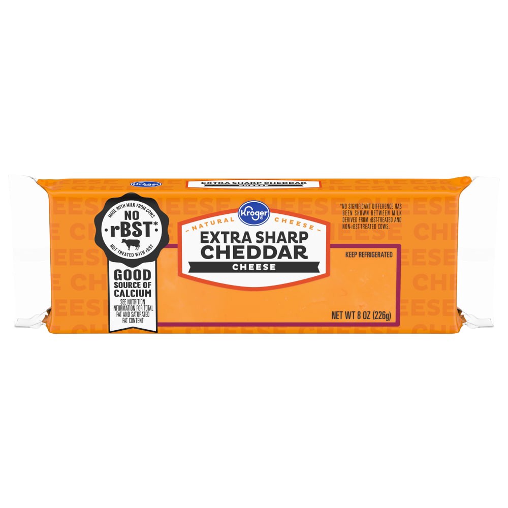 slide 2 of 2, Kroger Extra Sharp Cheddar Cheese Bar, 8 oz