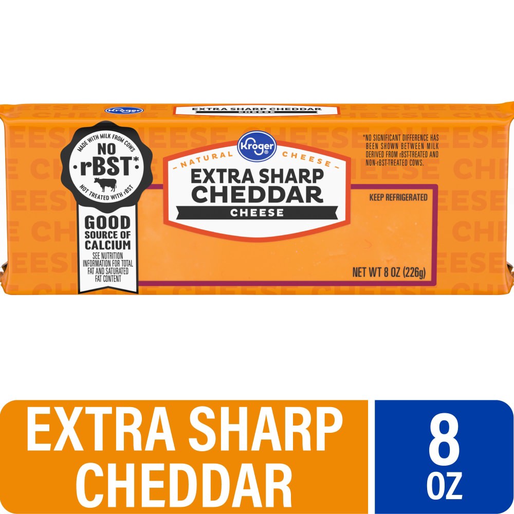 slide 2 of 3, Kroger Extra Sharp Cheddar Cheese Bar - 8 oz, 8 oz