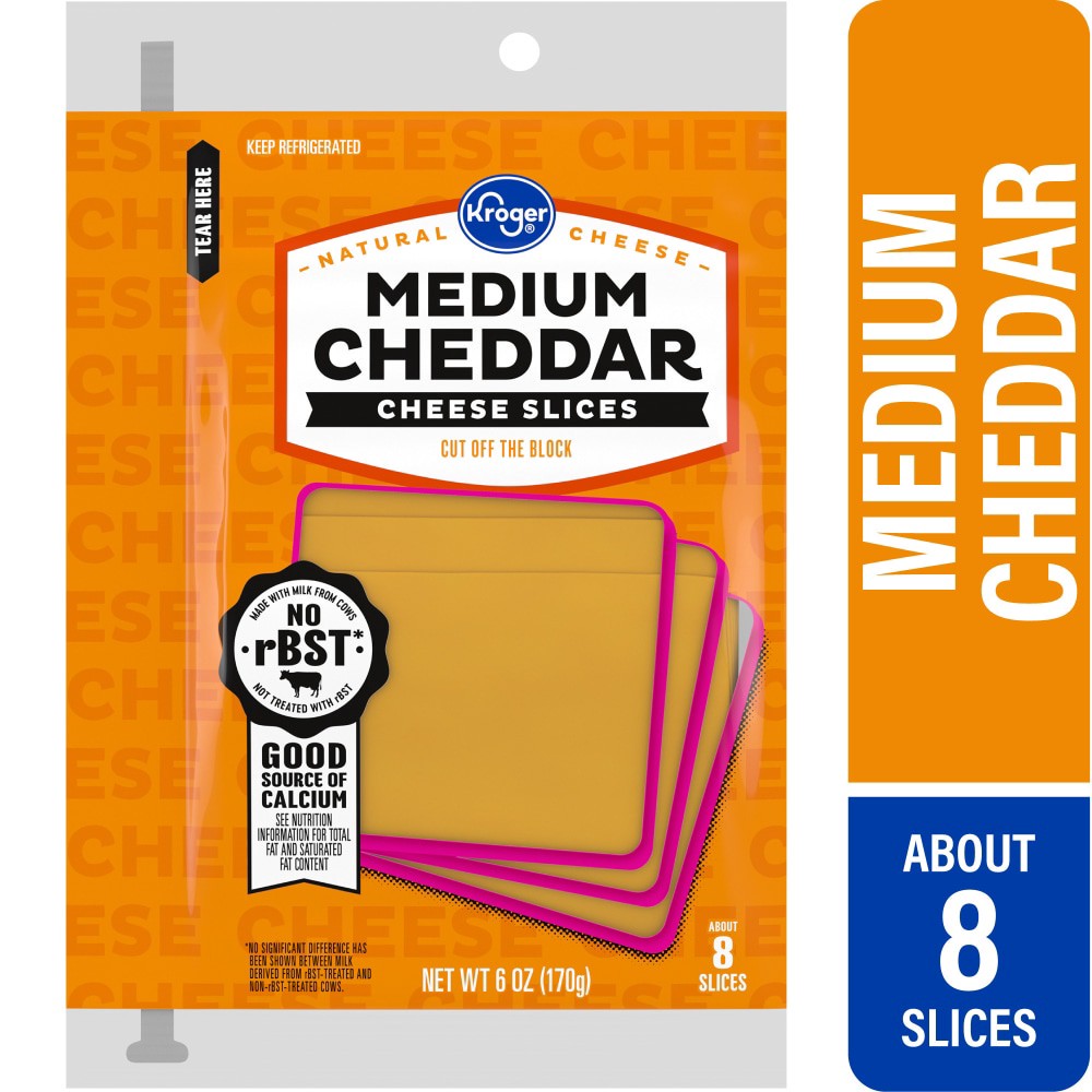 slide 2 of 4, Kroger Medium Cheddar Cheese Slices, 6 oz
