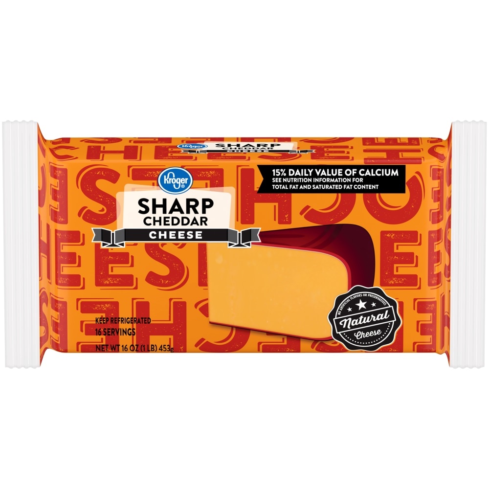 slide 1 of 2, Kroger Sharp Cheddar Cheese Bar, 16 oz