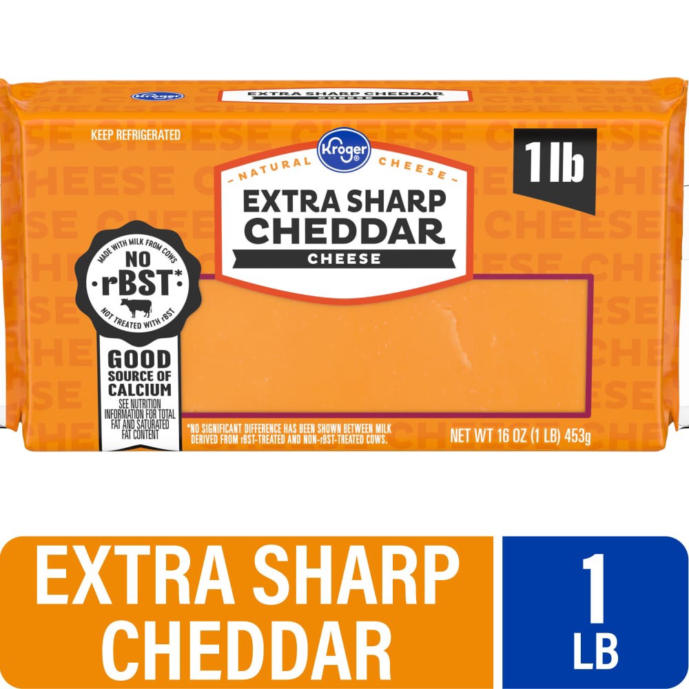 slide 2 of 3, Kroger Extra Sharp Cheddar Cheese Bar - 16 oz, 16 oz