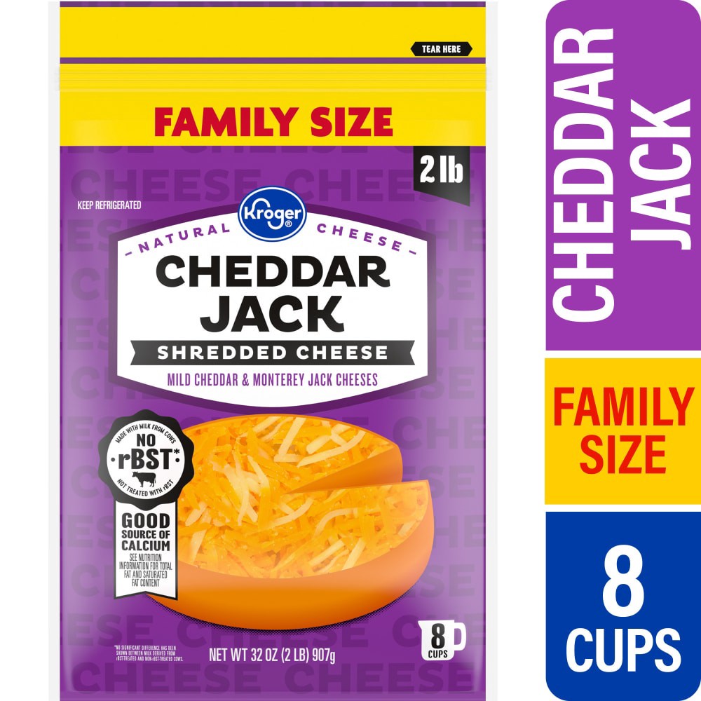slide 2 of 4, Kroger Cheddar Jack Shredded Cheese, 32 oz