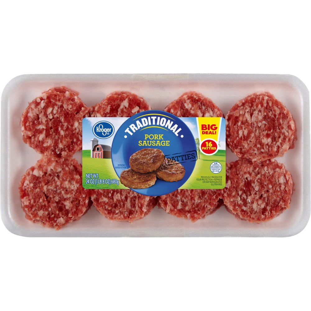 slide 2 of 2, Kroger Traditional Pork Sausage Breakfast Patties, 24 oz