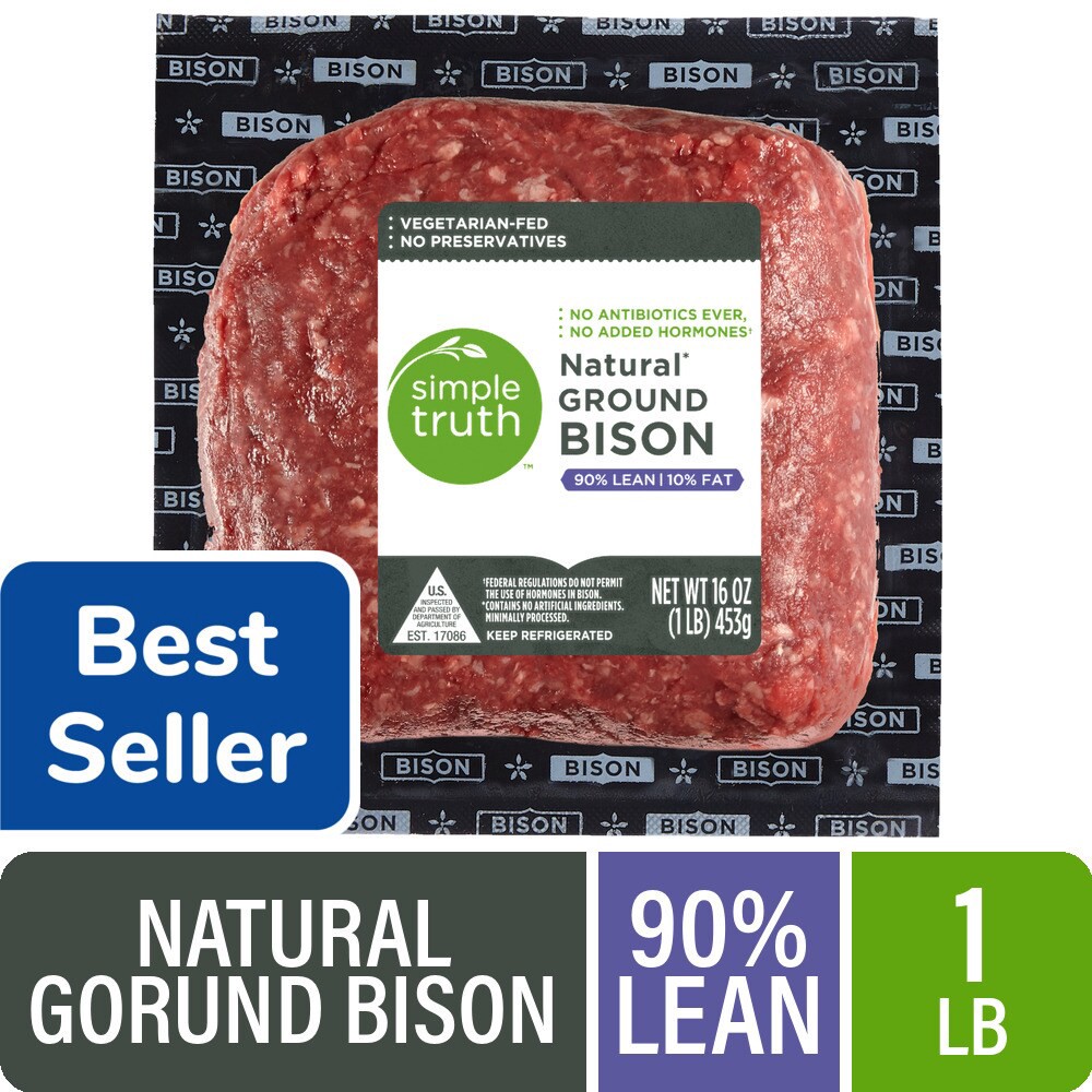 slide 4 of 6, Simple Truth 90% Lean Natural Ground Bison, 16 oz