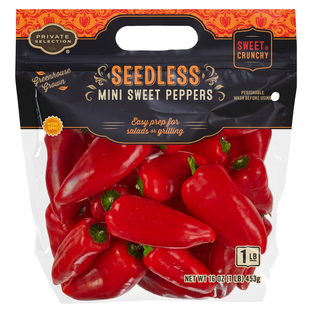 slide 2 of 3, Private Selection Mini Sweet Seedless Peppers, 1 lb