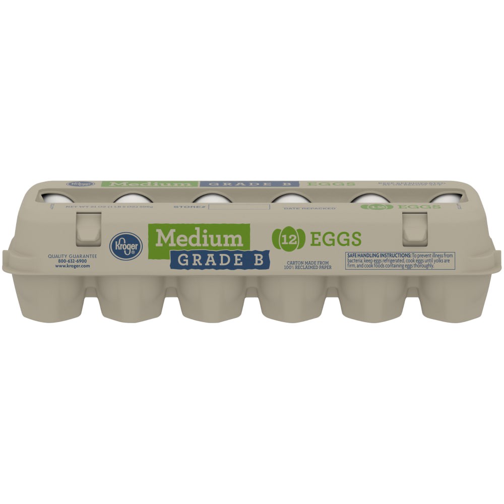 slide 3 of 3, Kroger Grade B Medium Eggs, 12 ct