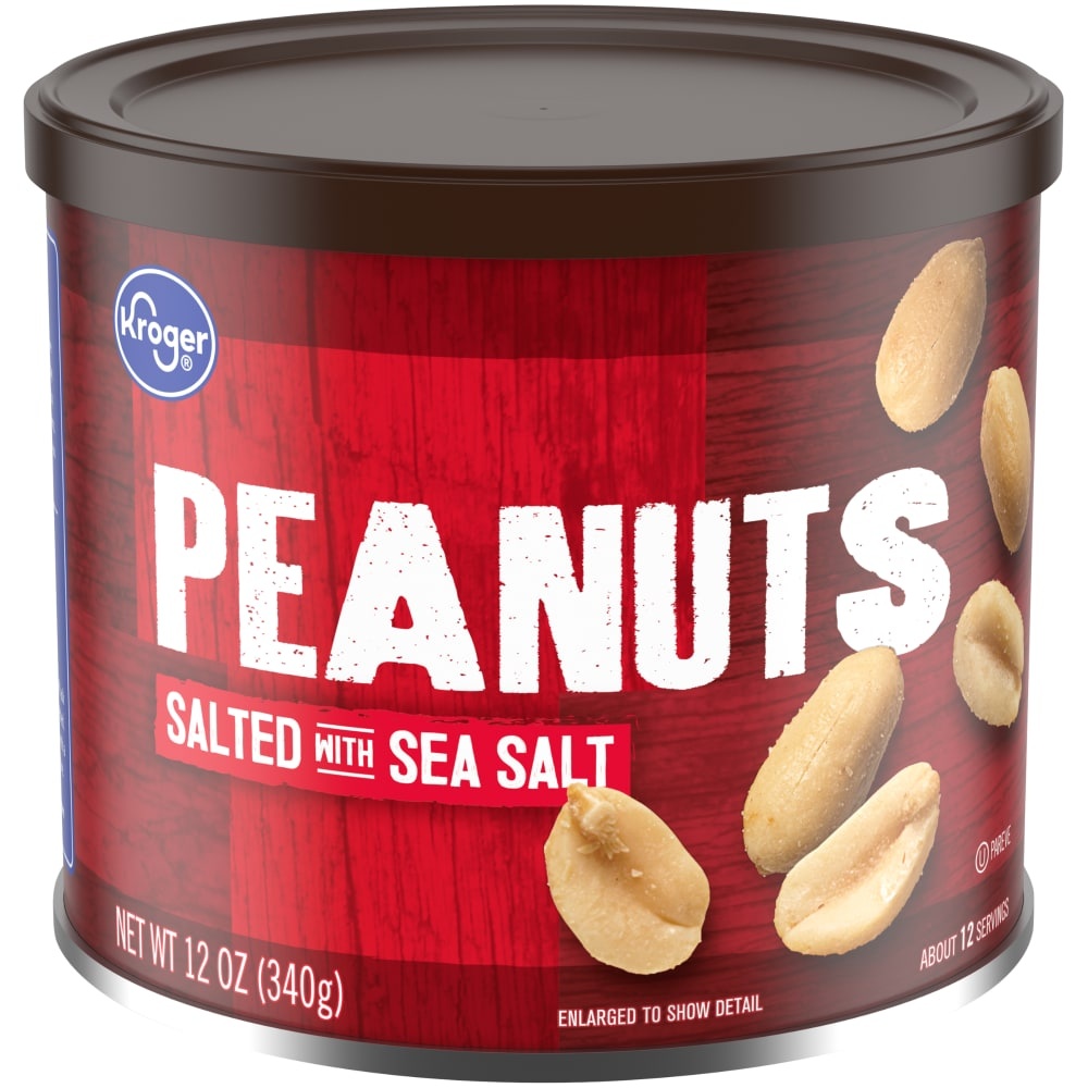 slide 1 of 3, Kroger Salted With Sea Salt Peanuts, 12 oz