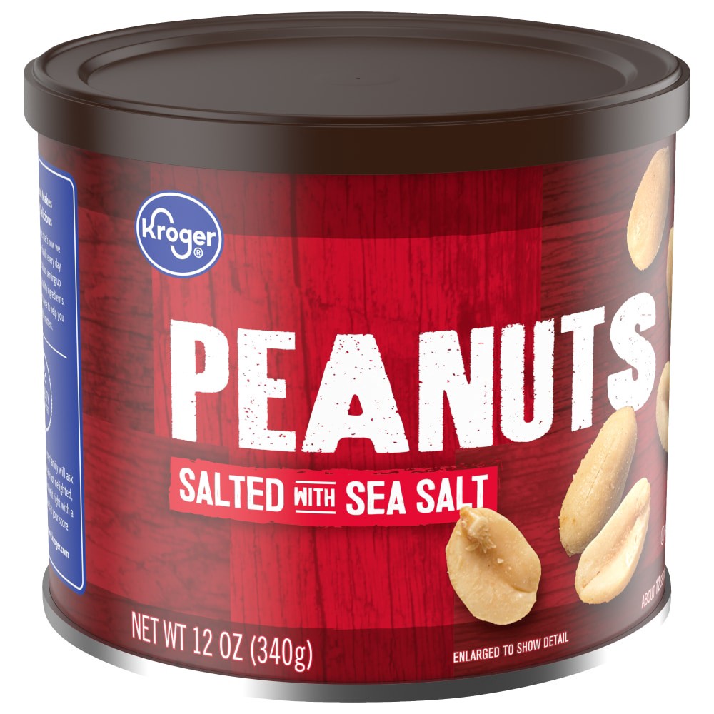 slide 3 of 4, Kroger Salted With Sea Salt Peanuts, 12 oz