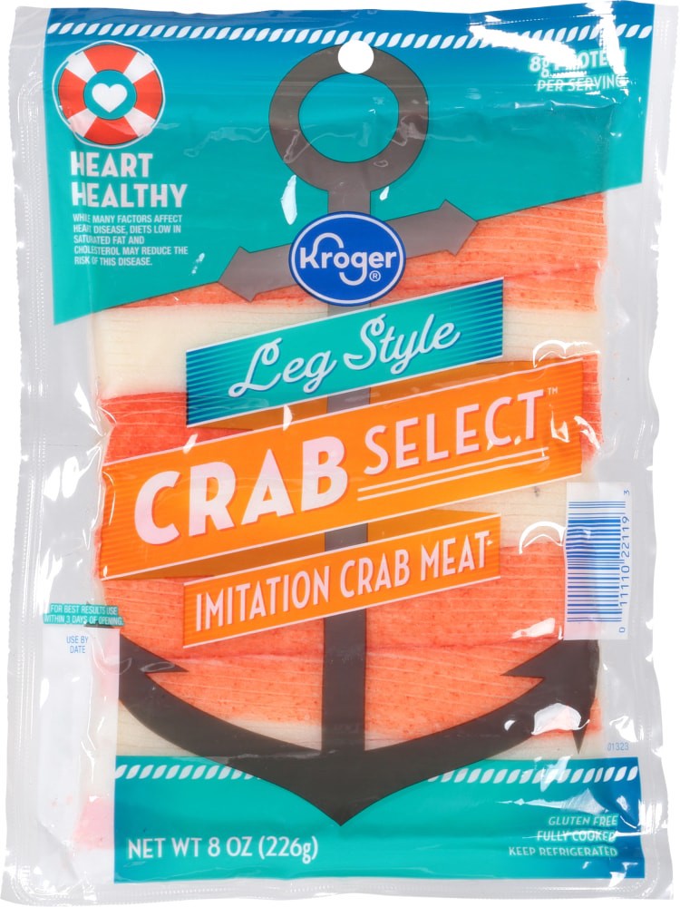 slide 2 of 2, Kroger Leg Style Crab Select Imitation Crab Meat, 8 oz