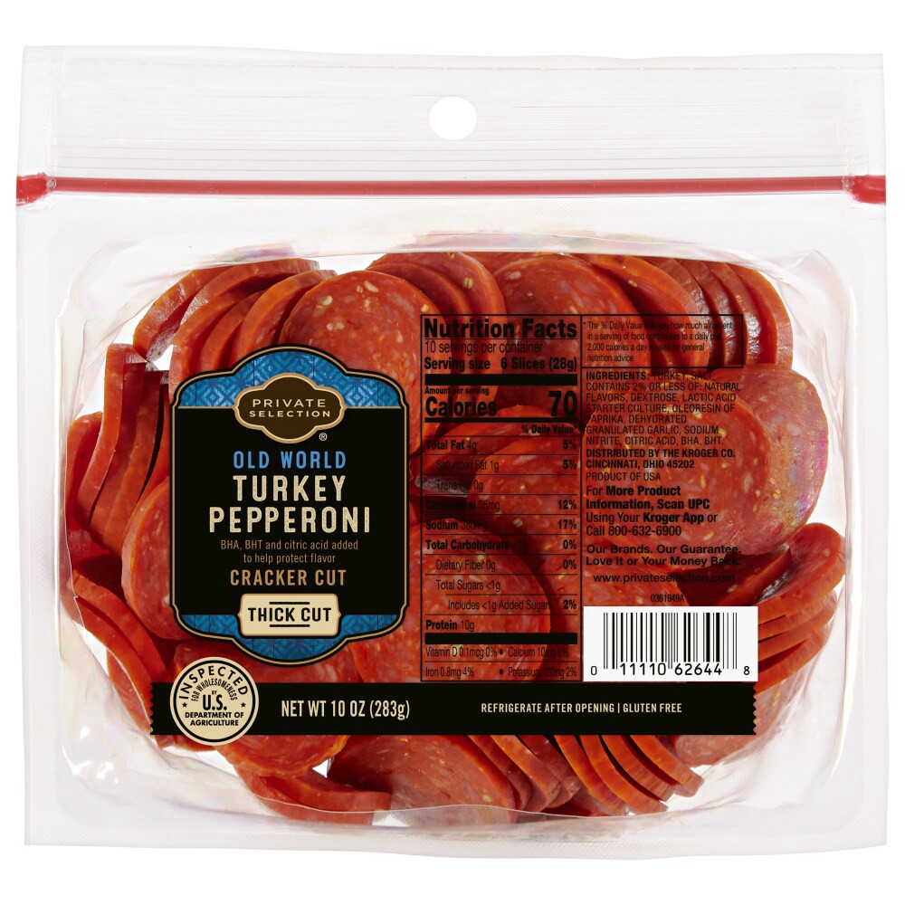 slide 1 of 2, Private Selection Thick Cut Old World Turkey Pepperoni, 10 oz