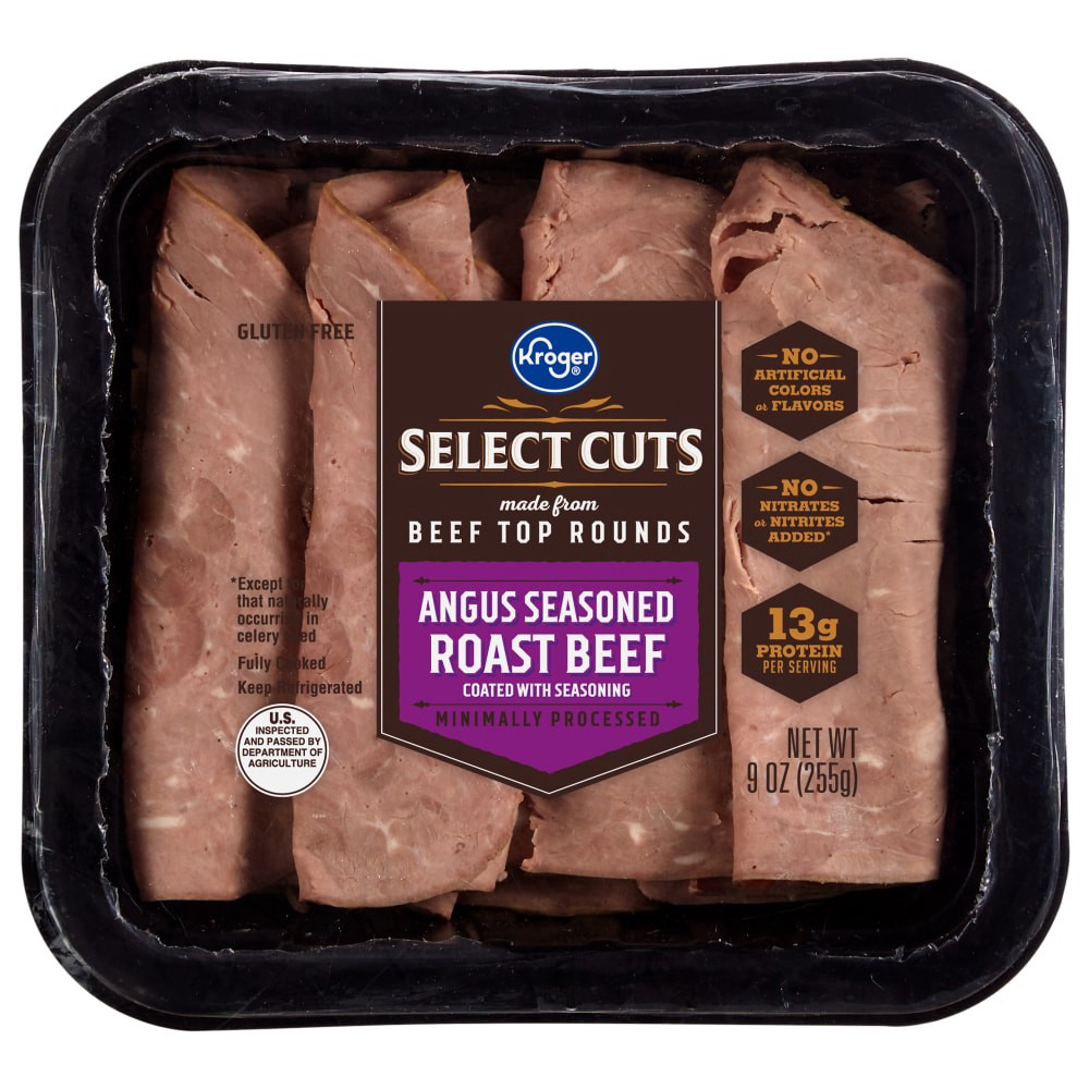 slide 1 of 2, Kroger Select Cuts Angus Saeasoned Roast Beef, 9 oz