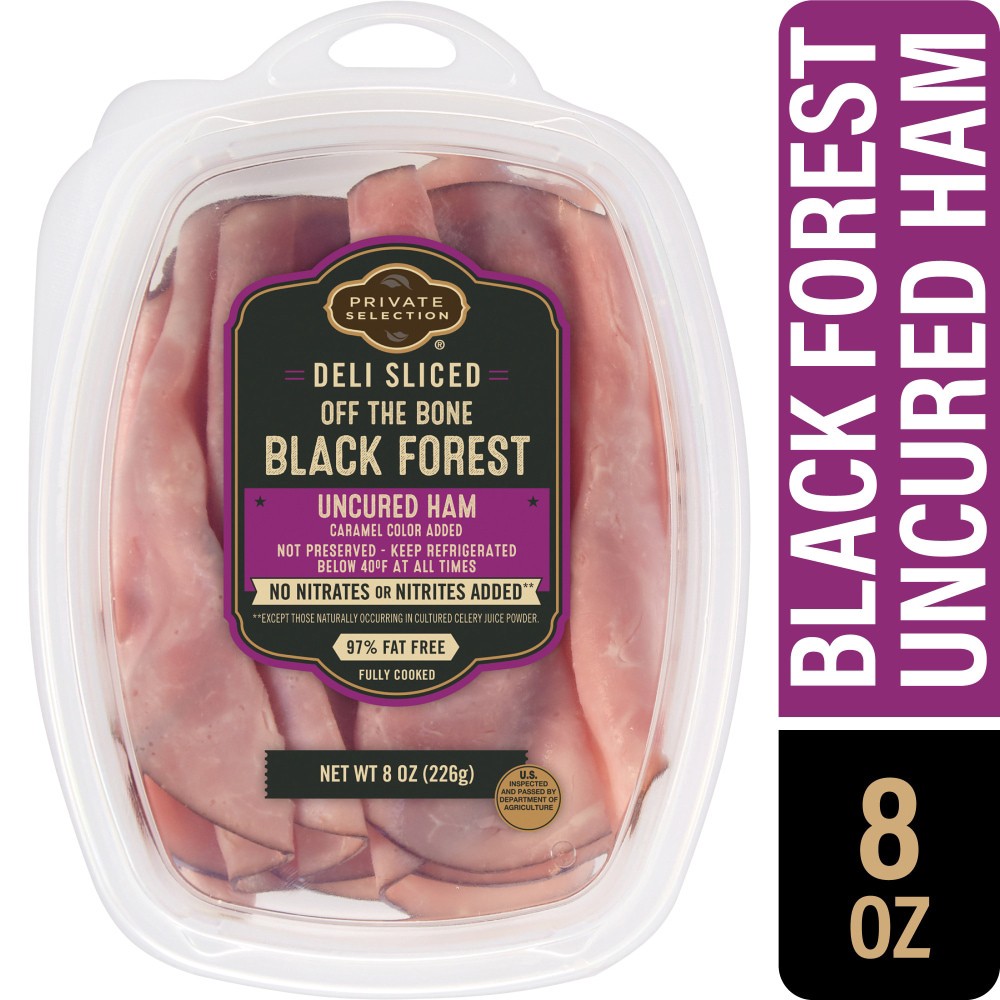 slide 2 of 2, Private Selection Sliced Off The Bone Black Forest Uncured Ham Tub, 8 oz