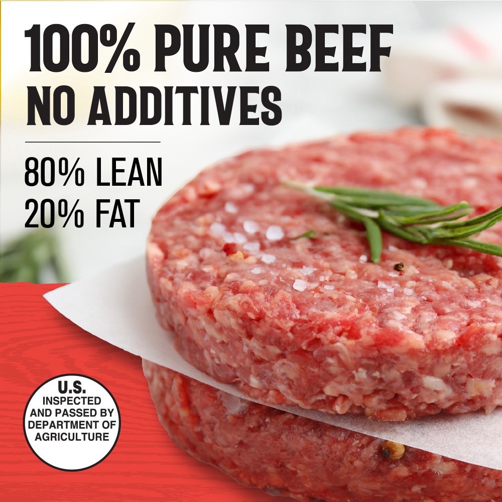 slide 2 of 5, Kroger 80/20 Beef Patty, 8 ct