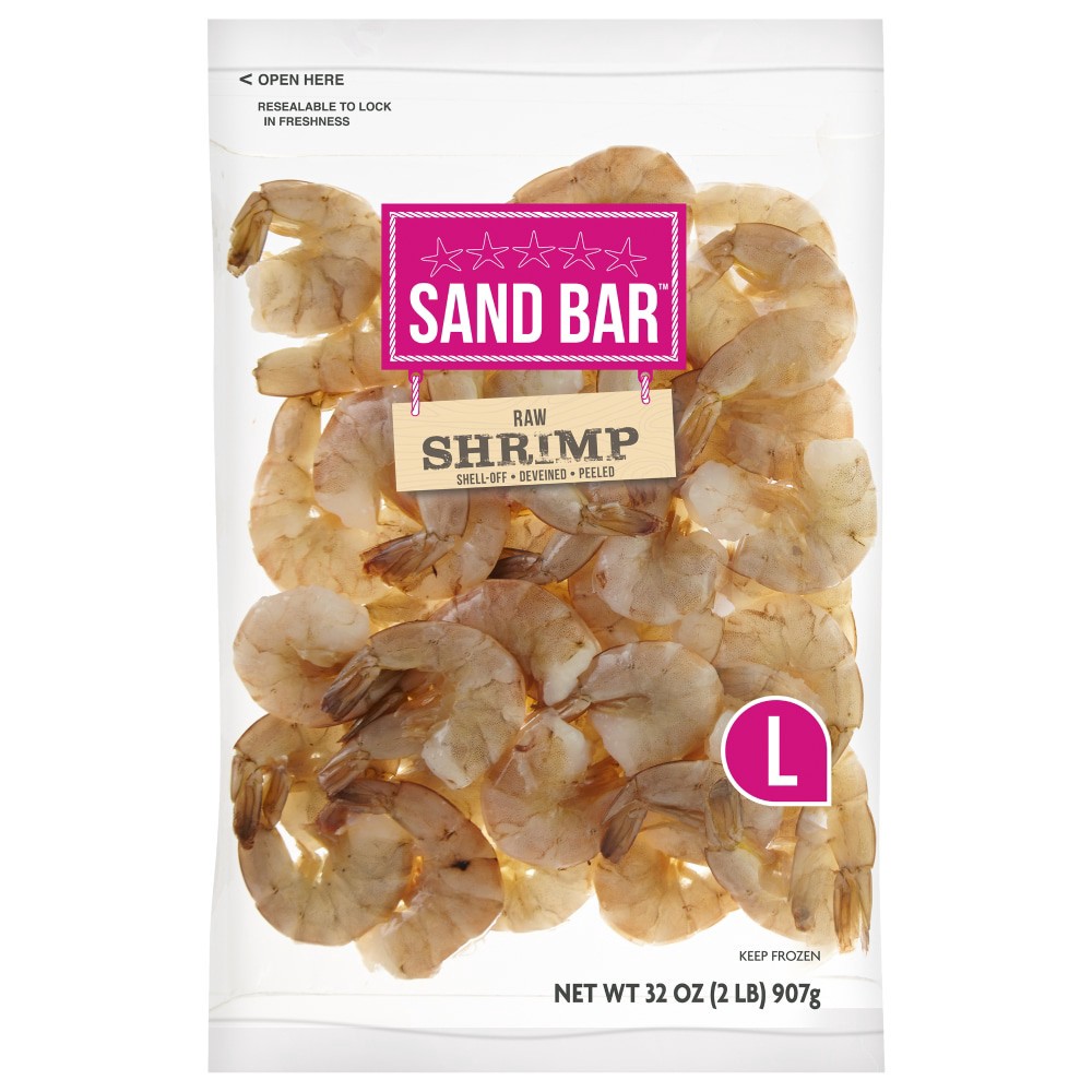 slide 2 of 5, Sand Bar Large Peeled & Deveined Shrimp Shell-Off, 2 lb