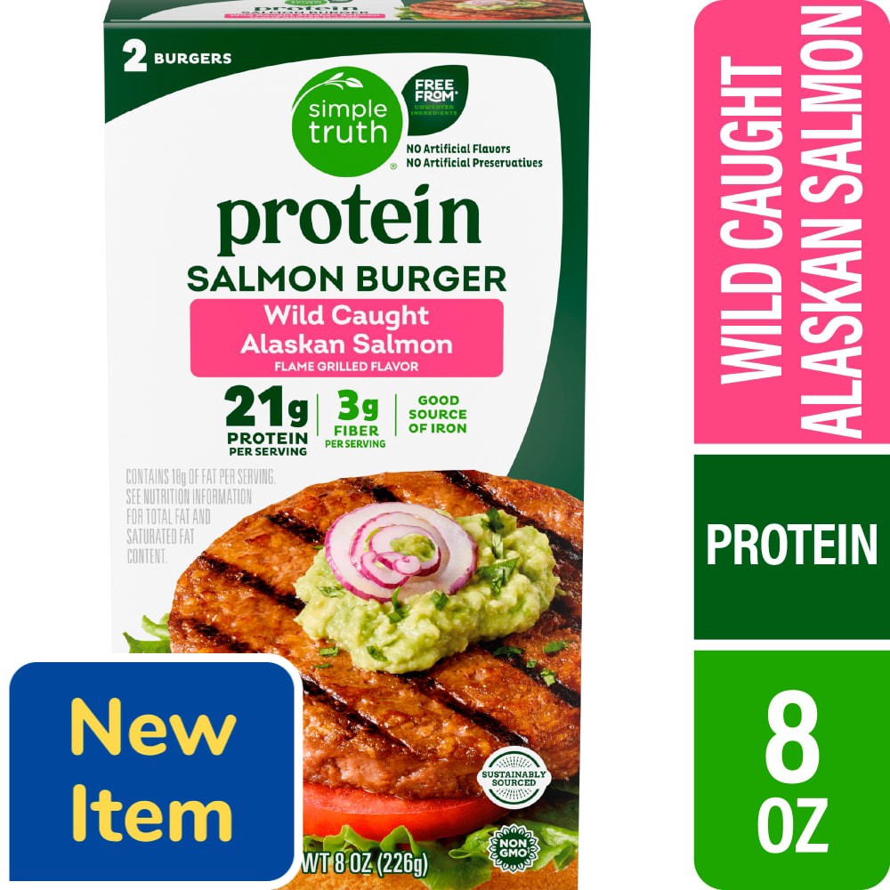 slide 4 of 5, Simple Truth® Salmon Burger, 8 oz