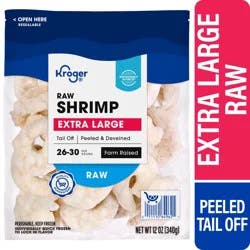 Kroger® Extra Large Raw Shrimp Peeled and Deveined Tall Off, 12 ounces