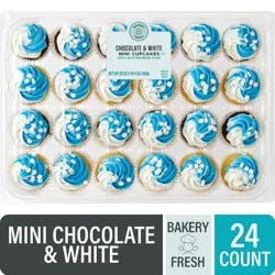 Bakery Fresh Chocolate & White Mini Cupcakes with Blue Buttercreme Icing