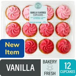 Bakery Fresh Valentine's Day Vanilla Cupcakes with Strawberry Buttercreme Icing