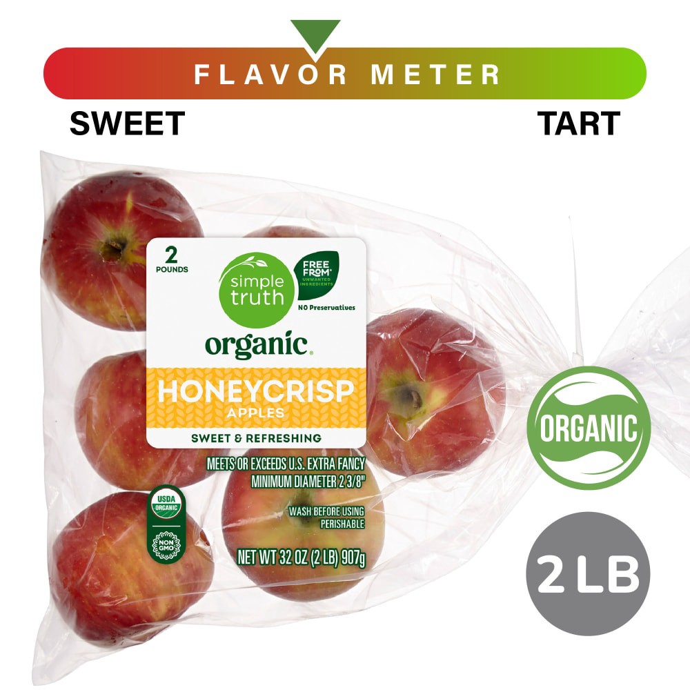 slide 1 of 6, Simple Truth Organic® Honey Crisp Apples - 2 Pound Bag, 2 lb