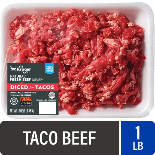 slide 1 of 1, Kroger® Natural Fresh Choice Beef Diced For Tacos, 1 lb
