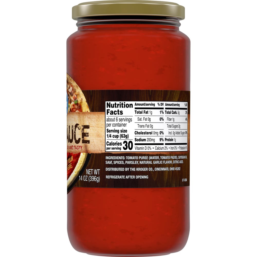 slide 3 of 3, Kroger Parlor Style Pizza Sauce, 14 oz