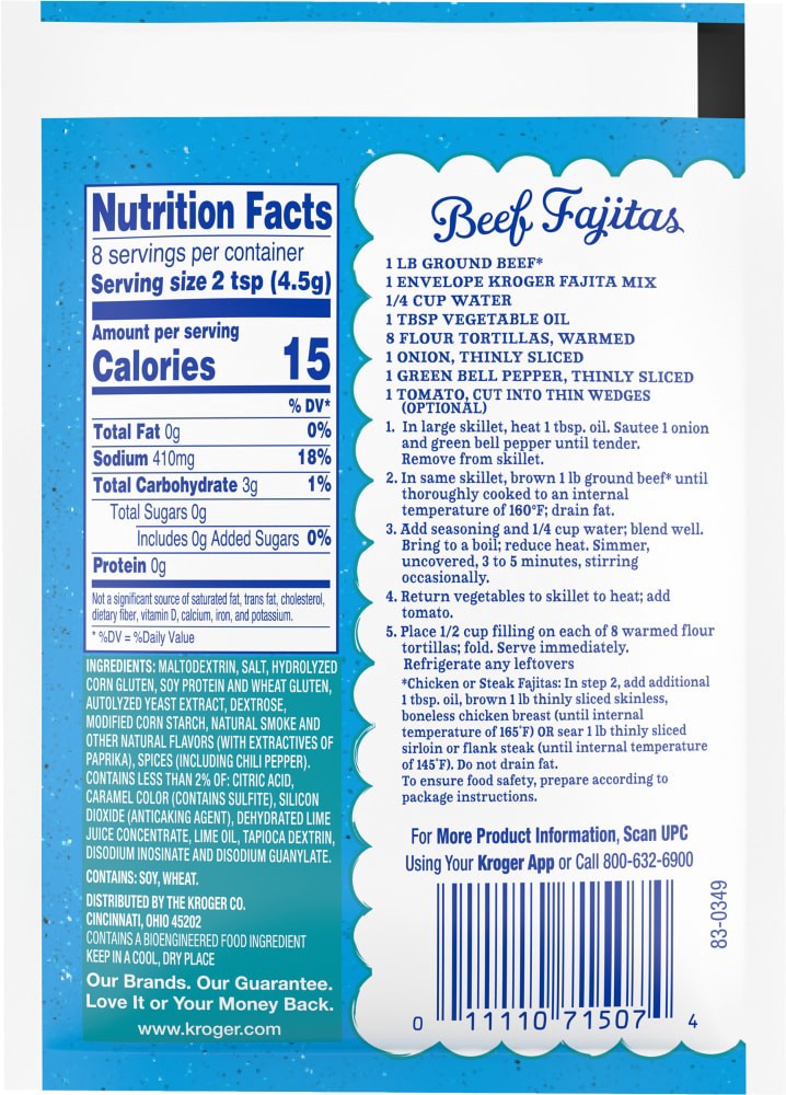 slide 2 of 2, Kroger Fajita Seasoning Mix, 1.27 oz