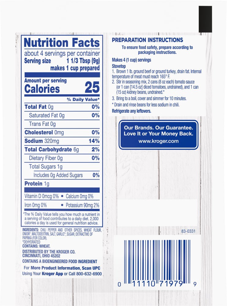 slide 2 of 2, Kroger Original Chili Seasoning Mix, 1.25 oz