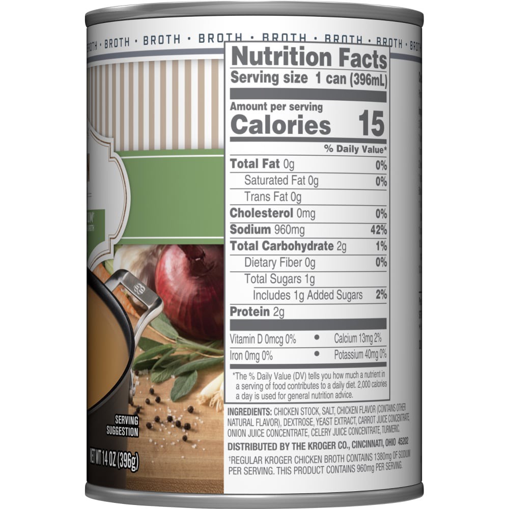 slide 2 of 3, Kroger Less Sodium Chicken Broth, 14 fl oz